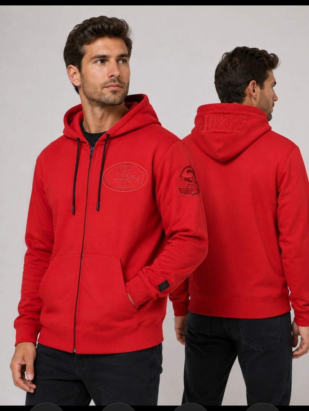 NFL SAN FRANCISCO 49ERS TRIPLE BLACK DK PO HOODIE Medium Men